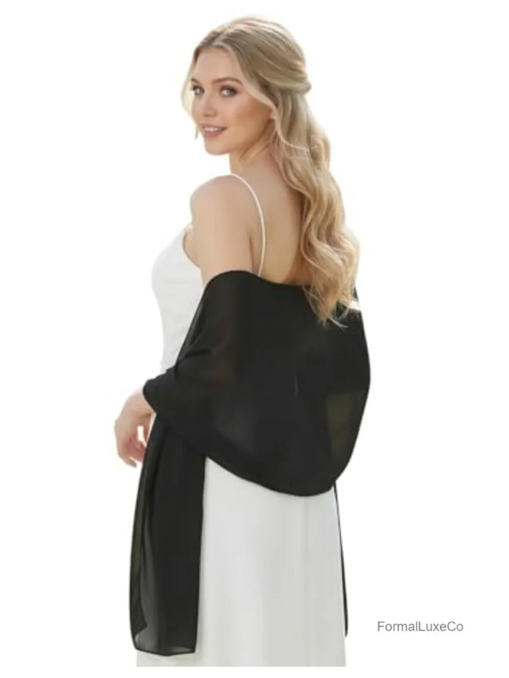 Elegant Sheer Chiffon Shawl Wrap for Evening Dress